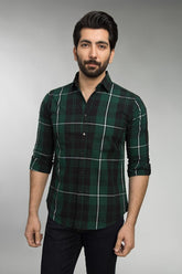 Black & Green Check Casual Shirt CM-YD-2485  CS
